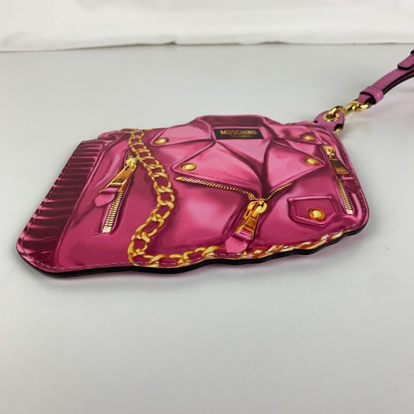 New Moschino Printed Leather Jacket Wristlet - Picture 5 of 6
